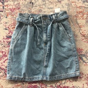 high rise jean skirt